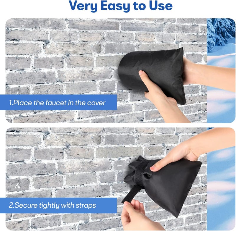 Finest Outdoor Faucet Cover,Garden Faucet Socks for Winter Freeze Protection,7.09" W x 9.06" L, Waterproof Insulated Tap Cover, Water Sprinkler Valve Insulation Wrap and Hose Spigot Cover 2Pcs - Image 4